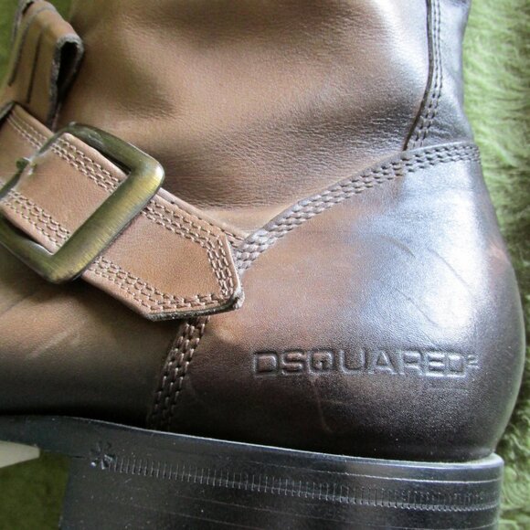 D Squared Leather Boots- size 43- Brown/Black tonal- worn once at fashion show main image 4
